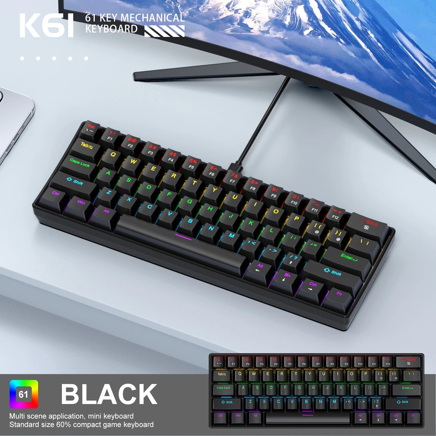 APAYADO K61 – Clavier Mécanique RGB