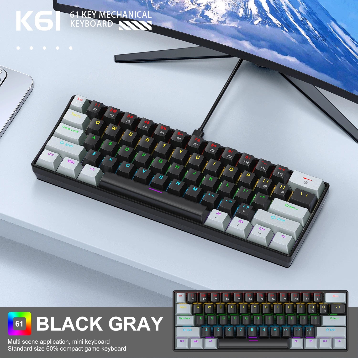 APAYADO K61 – Clavier Mécanique RGB